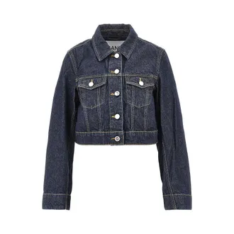 Ganni Cropped denim jacket Woman 36