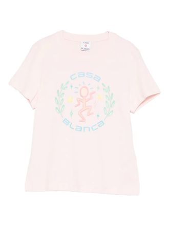 Casablanca T-shirt in cotone con stampa grafica - Rosa