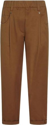 Brunello Cucinelli Brown Tapered Flat Front Pants