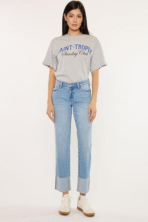 Kancan Tiffany Essentials Low Rise Straight Jeans in Medium Light at Nordstrom, Size 29
