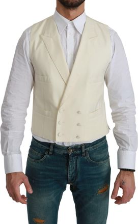 Dolce & Gabbana Mannen Wit Waistcoat Formeel Wollen Vest