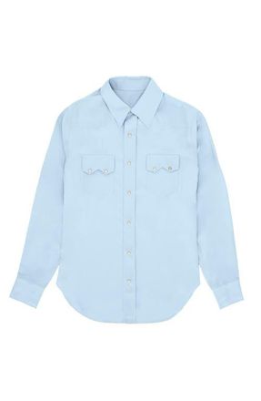 Fortela Toledo Silk Texan Shirt in Light Blue at Nordstrom, Size 44 Eu