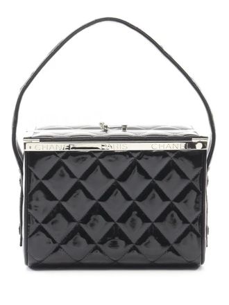 Chanel 1996-1997 CC gewatteerde lakleren toilettas - Zwart