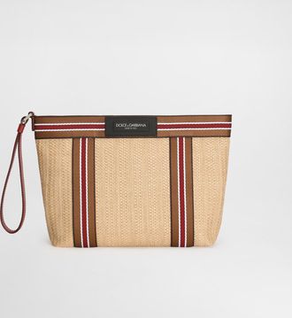 Dolce & Gabbana Essenza Toiletry Bag In Raffia - Man Briefcase And Clutches Multi-colored Onesize