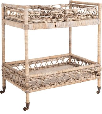 Safavieh Ambrose 2 Tier Rattan Bar Cart