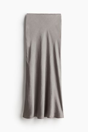 H&M Maxirock aus gecrinkeltem Satin - Grau