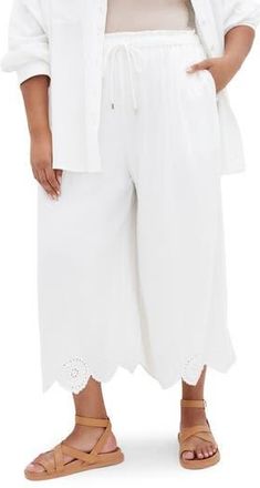 City Chic Alaia Drawstring Pants in Ivory at Nordstrom Rack, Size M/18W