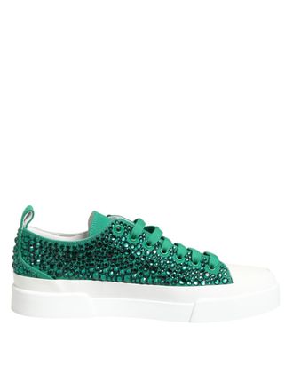 Dolce & Gabbana Groene Portofino Kristal DG Logo Sneakers Schoenen