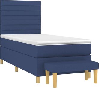 vidaXL Vidaxl - Cama Box Spring Con Colch&oacute;n Tela Azul 90x190 Cm
