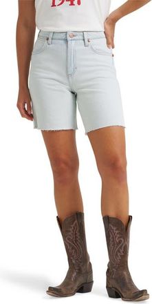 Wrangler Cowboy Cutoff Denim Longline Shorts in Sugar at Nordstrom, Size 27