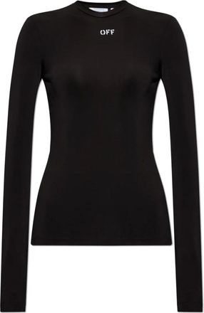 Off-white Tops, Dames, Zwart, XS, Leer, Long Sleeve Top