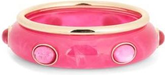 Leith 2-Pack Resin & Metal Bangle Bracelets in Raspberry- Gold at Nordstrom Rack