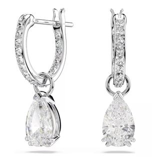 Swarovski Stilla Pear-Cut Drop Hoop Earrings - Dames - Oorbellen - Grijs - ONE Size - Accessoires