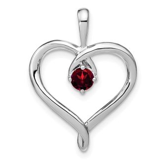 Diamond2Deal 14k White Gold Garnet Heart Pendant