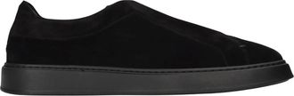Pantanetti Suede Slip-on Sneakers - Heren - Loafers - Zwart - 45 EU - Leer - Schoenen