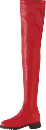 Generic Red,5.5 UK,Womens Over The Knee Boots Leather PU Chunky Low Heels Thigh High Boots Side Zipper Round Toe Fall Comfy Long Boot Dress Shoes
