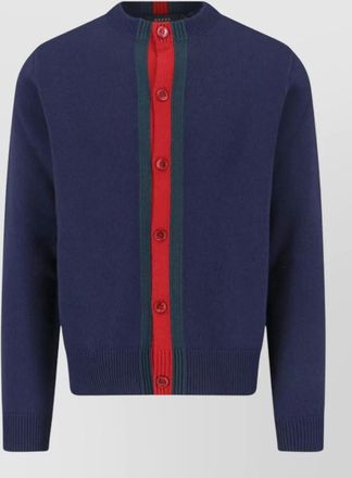 Gucci crew neck jacket ribbed cuffs hem stripe