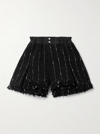 sacai Shorts Gessati In Boucl&eacute; - Nero