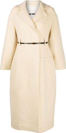 Jil Sander belted wool coat - women - Cotton/Lamb Skin/Virgin Wool - 34 - Neutrals