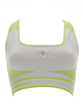 Casablanca Seamless Polyamide-Blend Striped Bralette Top