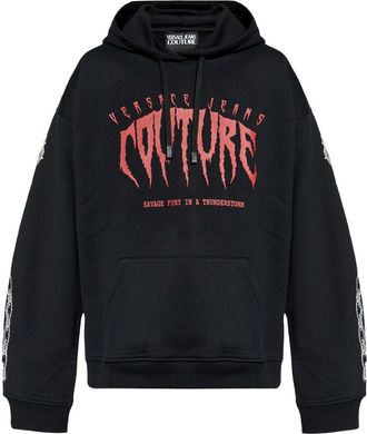 Versace Jeans Couture logo-print hoodie - men - Cotton - L - Black