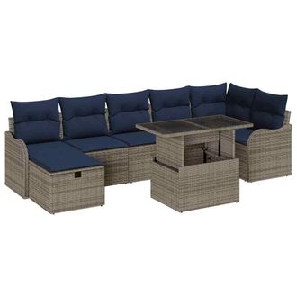 vidaXL Set Divano Da Giardino 8 Pz Grigio Polyrattan Vidaxl