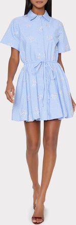 Milly Willa Stripe Sequin Embellished Button-Up Minidress in Blue/White at Nordstrom, Size 12