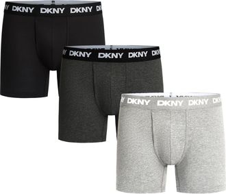 DKNY 3-Pack Stretch Cotton Boxer Briefs in Black/Charcoal/Grey Heather at Nordstrom, Size Xx-Large