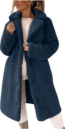 Generic Fur Coat for Women UK Sherpa Fleece Faux Fur Jacket Womens Warm Teddy Bear Coats Oversized Thermal Plush Fluffy Cardigan Double-Sided Fleece Trench Co
