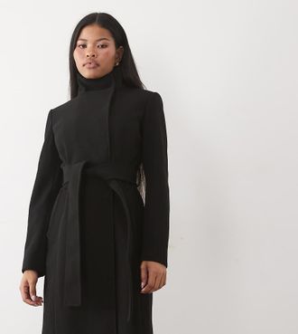 Forever New cappotto lungo accollato con cintura nero