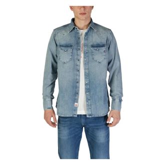Replay Katoenen Shirt met Lange Mouwen - Heren - Spijkerjassen - Blauw - S - Katoen - Jassen