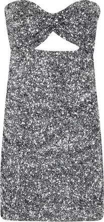 Amen Sequin Party Jurk - Dames - Feestkleedjes - Grijs - S - Pailletten - Kleedjes