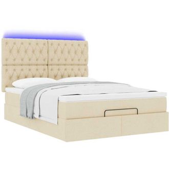 vidaXL Vidaxl - Estructura De Cama Otomana Con Colch&oacute;n Tela Crema 140x200cm