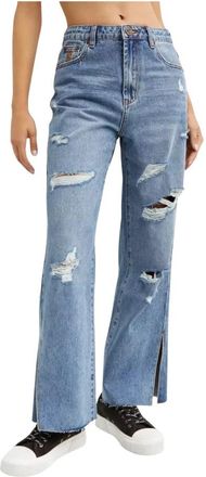 One Teaspoon Blauwe Distressed Wide Leg Jeans - Dames - Loose Fit Jeans - Blauw - W29 - Katoen - Jeans