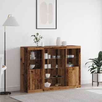 Berkfield Home Sideboard with LED Lights Old Wood 142.5x37x100 cm Engineered Wood in Brown