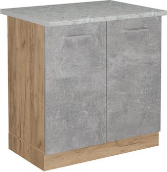 Vicco Armario Bajo Para Fregadero R-line, Hormig&oacute;n, 80 Cm Et M&aacute;rmol