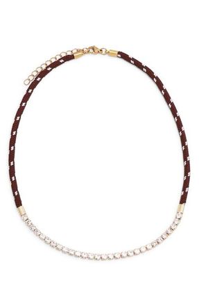 Petit Moments Paracord Beam Rhinestone Necklace in Brown at Nordstrom