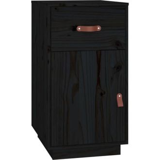 vidaXL Vidaxl - Armario De Escritorio Madera Maciza De Pino Negro 40x50x75 Cm