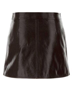 Courr&egrave;ges Womens Chocolate Vinyl Mini Skirt Gonne