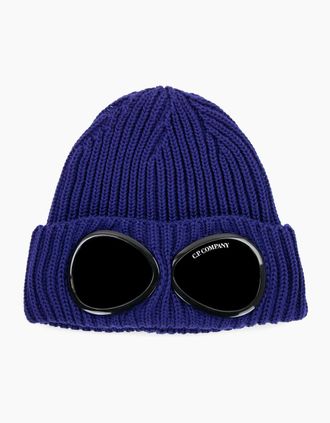 C.P. Company Mens CP Company Extra Fine Merino Wool Goggle Beanie Blue 878 - Size: OS