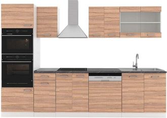 Vicco Mueble De Cocina R-line, Sonoma/blanco, 300 Cm Con Armario Alto, Et Antracita