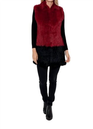 Love Token Alexa Fur Vest In Wine/black