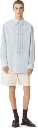 Lanvin Cotton Poplin Bib Front Shirt in Sky Blue at Nordstrom, Size 39L It