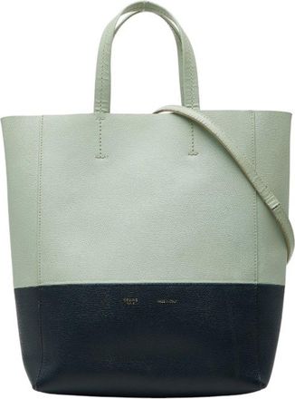 Celine Green Navy Leather Shoulder Bag Tote Bag (Pre-Owned)