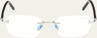 Tom Ford Rimless Mixed-Media Rectangle Sunglasses