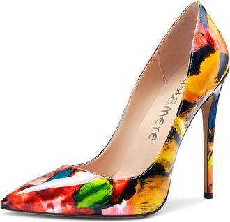 Castamere Womens Fashion High Heels Pointed Toe Pumps Slip-on Stilettos 4.7IN Heel Shoes Multicolor Patent Pumps UK 5.5/6