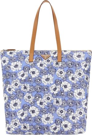 Prada Borsa tote Re-Nylon con stampa - Blu
