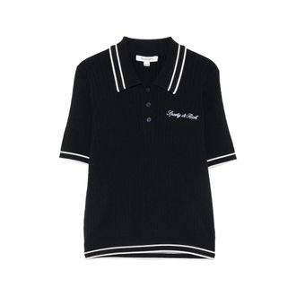 Sporty & Rich Cable-knit Logo-embroidered Polo Shirt