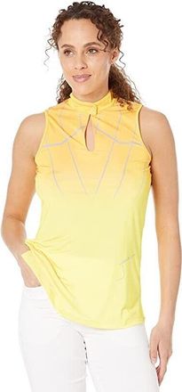 Jamie Sadock Top Womens Yellow Stretch Cyber Print Halter Neck Keyhole JDM503