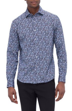 Bugatchi Devon OoohCotton Button-Up Shirt in Black at Nordstrom, Size Xxx-Large